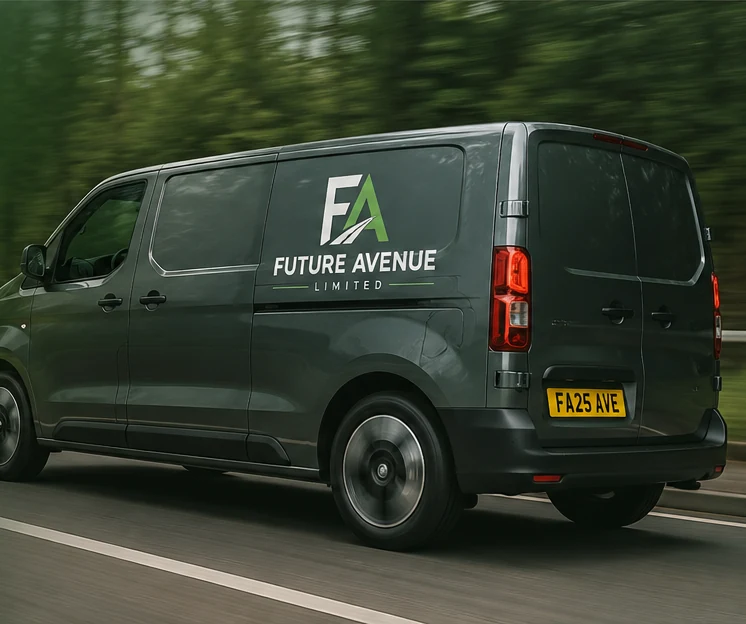 Future Avenue branded van on the road